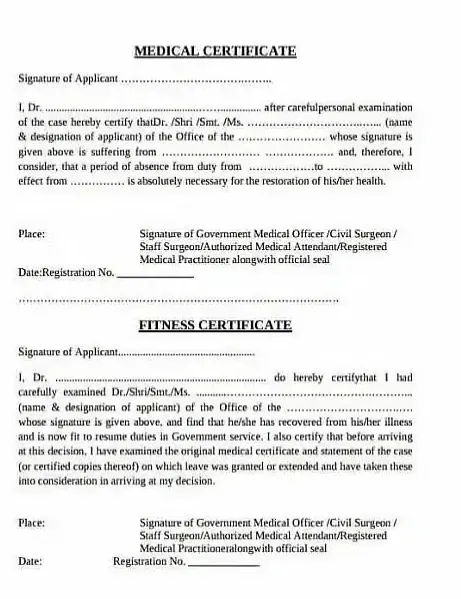Medical Certificate Format for College Admission