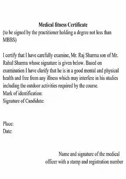Medical Certificate Format